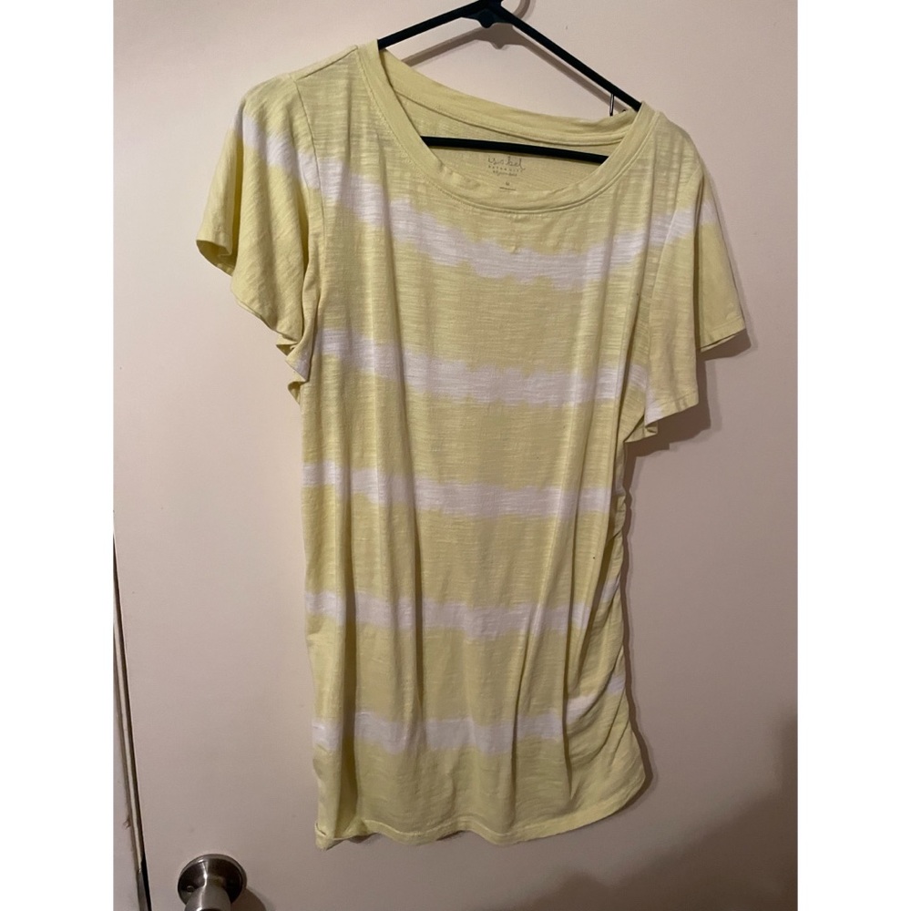 Yellow and white maternity shirt